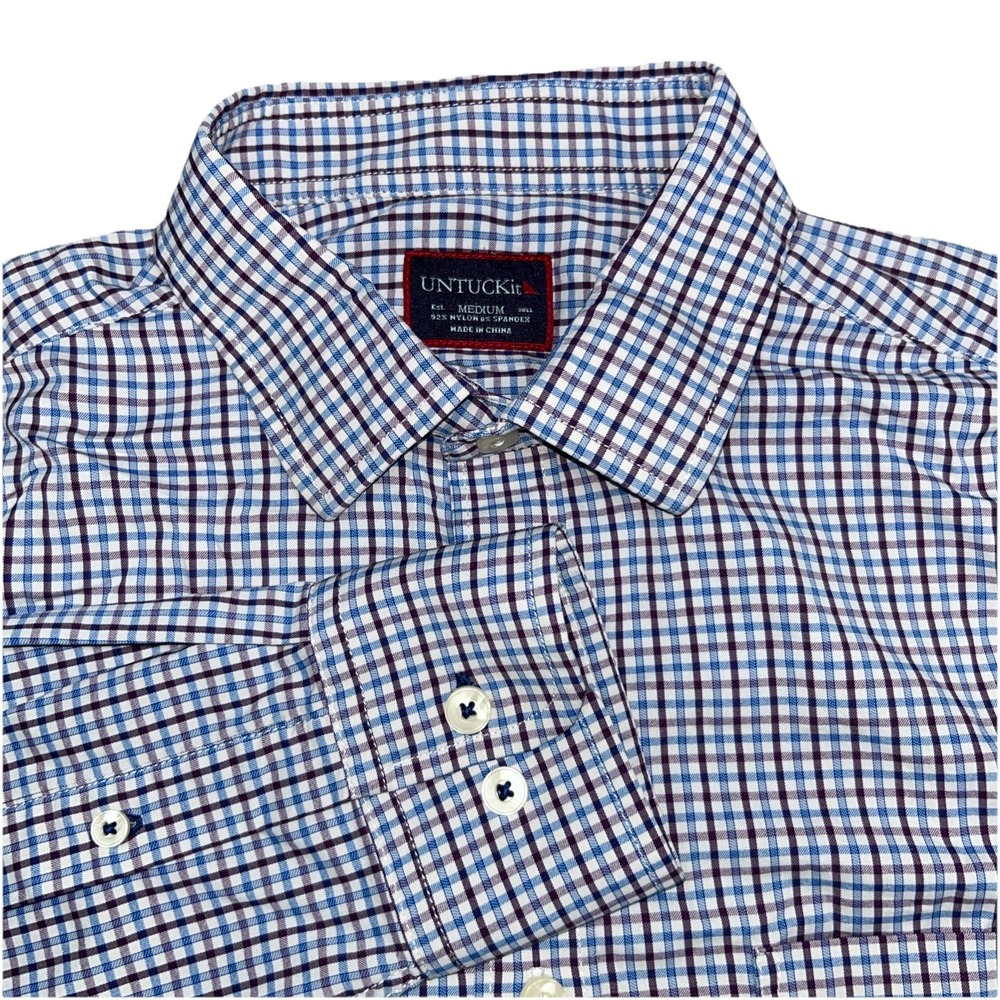 UNTUCKit Button Up Men's Medium Plaid Shirt, 92% Nylon 9% Spandex‎